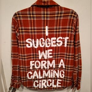 Cakeworthy X Disney Hocus Pocus Mary Flannel Shirt S Calming Circle Back Print